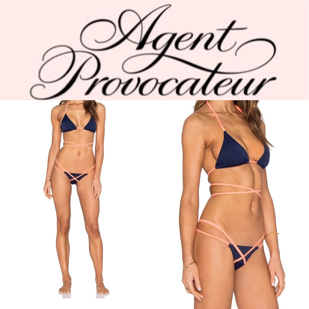 NWT L’Agent By Agent Provocateur Eleena Bikini BOTTOM ONLY Navy Neon XL / 5 - Picture 2 of 7